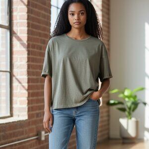 789 JUNIORS SAGE XXL CROPPED SHORT SLEEVE TEE BY JOYLAB